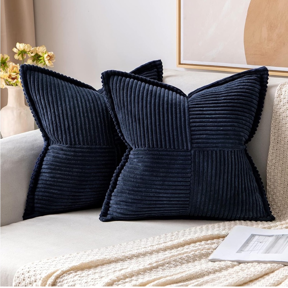 MIULEE Decorative Throw Pillow Covers  20x20  Set Of 2 Navy Blue / 785-11